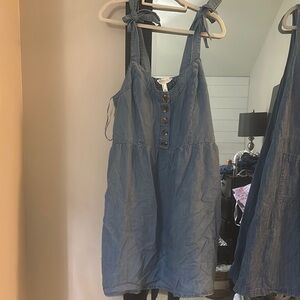 Blue Button-Front Dress